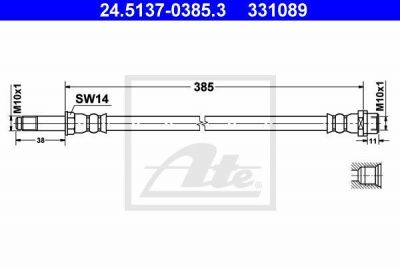 ATE 24.5137-0385.3 тормозной шланг на MERCEDES-BENZ SPRINTER 4,6-t c бортовой платформой/ходовая часть (906)