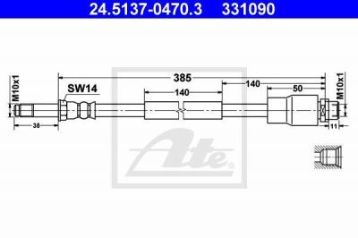 ATE 24.5137-0470.3 тормозной шланг на MERCEDES-BENZ SPRINTER 4,6-t c бортовой платформой/ходовая часть (906)