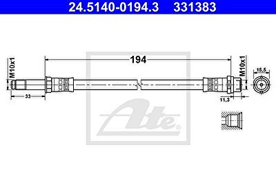 ATE 24.5140-0194.3 тормозной шланг на VW MULTIVAN V (7HM, 7HN, 7HF, 7EF, 7EM, 7EN)