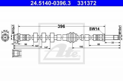 ATE 24.5140-0396.3 тормозной шланг на AUDI A4 Avant (8K5, B8)