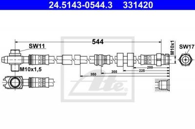 ATE 24.5143-0544.3 тормозной шланг на SKODA RAPID Spaceback (NH1)