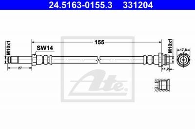 ATE 24.5163-0155.3 тормозной шланг на FORD MONDEO IV седан (BA7)