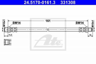 ATE 24.5170-0161.3 Шланг тормозной 24.5170-0161.3