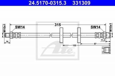 ATE 24.5170-0315.3 тормозной шланг на VW SCIROCCO (53B)