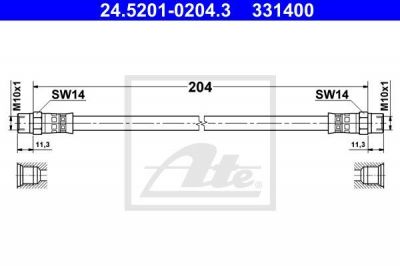 ATE 24.5201-0204.3 тормозной шланг на VOLVO V70 I (LV)
