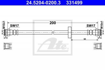 ATE 24.5204-0200.3 тормозной шланг на FIAT DOBLO c бортовой платформой/ходовая часть (263)