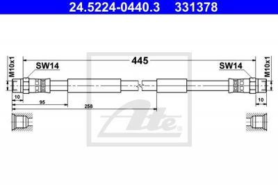 ATE 24.5224-0440.3 тормозной шланг на VW TRANSPORTER III автобус