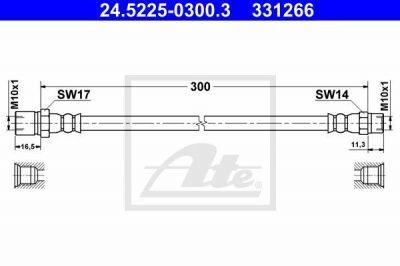 ATE 24.5225-0300.3 тормозной шланг на PORSCHE 911 кабрио