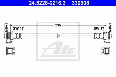 ATE 24.5228-0216.3 тормозной шланг на FIAT GRANDE PUNTO (199)