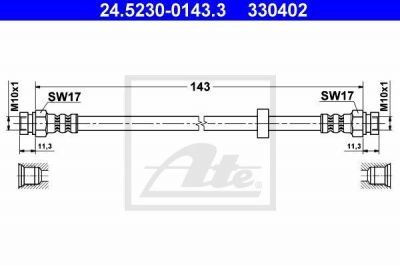 ATE 24.5230-0143.3 тормозной шланг на VW POLO CLASSIC (6KV2)