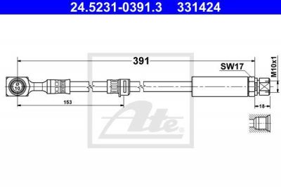 ATE 24.5231-0391.3 тормозной шланг на OPEL VECTRA B (36_)