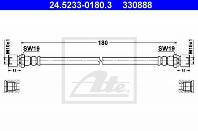 ATE 24.5233-0180.3 тормозной шланг на CHEVROLET LANOS седан