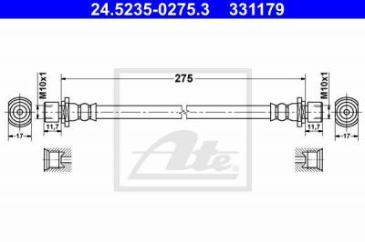 ATE 24.5235-0275.3 тормозной шланг на TOYOTA COROLLA Liftback (_E10_)