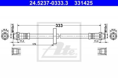 ATE 24.5237-0333.3 Шланг тормозной VW G2/B3/B4