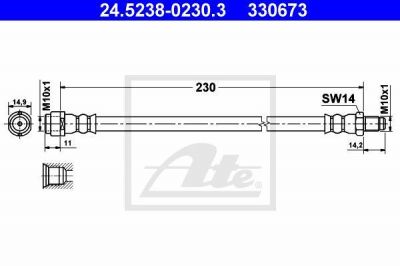 ATE 24.5238-0230.3 тормозной шланг на MERCEDES-BENZ B-CLASS (W245)