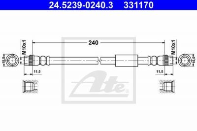 ATE 24.5239-0240.3 тормозной шланг на PEUGEOT EXPERT Tepee (VF3V_)