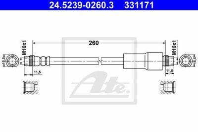 ATE 24.5239-0260.3 тормозной шланг на PEUGEOT EXPERT Tepee (VF3V_)