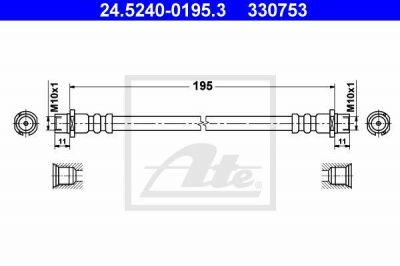 ATE 24.5240-0195.3 тормозной шланг на OPEL CORSA C фургон (F08, W5L)