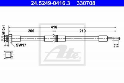 ATE 24.5249-0416.3 тормозной шланг на MITSUBISHI CARISMA седан (DA_)