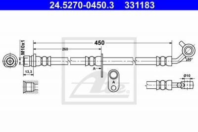 ATE 24.5270-0450.3 тормозной шланг на HONDA CR-V III (RE)