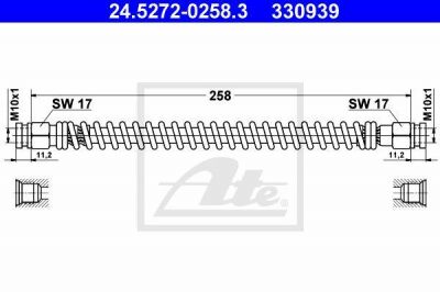 ATE 24.5272-0258.3 тормозной шланг на HYUNDAI GETZ (TB)