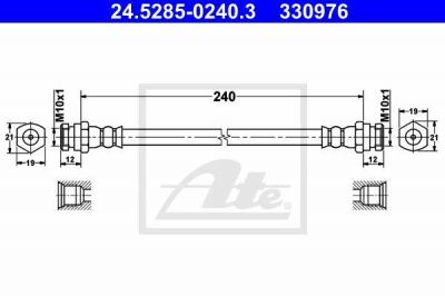 ATE 24.5285-0240.3 тормозной шланг на KIA SHUMA II (FB)