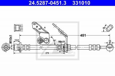 ATE 24.5287-0451.3 тормозной шланг на HONDA ACCORD VI (CG, CK)