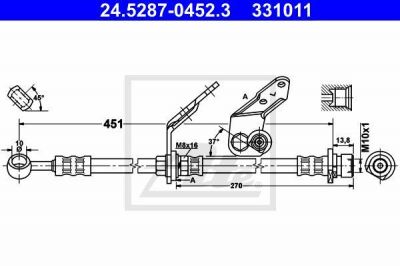 ATE 24.5287-0452.3 тормозной шланг на HONDA ACCORD VI (CG, CK)