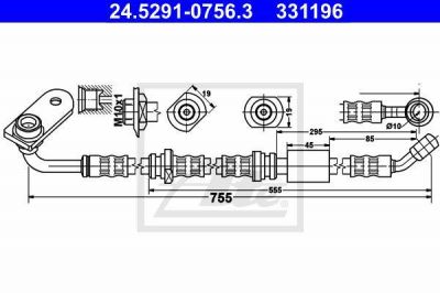 ATE 24.5291-0756.3 тормозной шланг на SUZUKI GRAND VITARA II (JT)