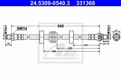 ATE 24.5309-0540.3 тормозной шланг на FORD MONDEO I (GBP)