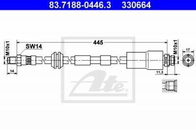 ATE 83-7188-0446-3 Торм.шланг передний [470-mm]