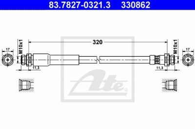 ATE 83-7827-0321-3 Торм.шланг зад.[320mm]