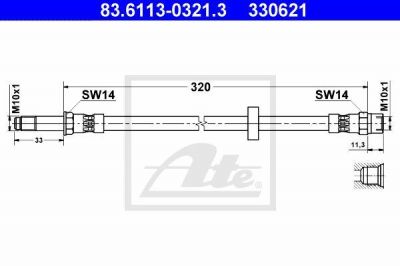 ATE 83.6113-0321.3 тормозной шланг на VOLVO V70 II (SW)