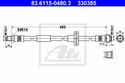 ATE 83.6115-0480.3 тормозной шланг на MERCEDES-BENZ S-CLASS (W140)