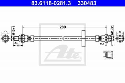 ATE 83.6118-0281.3 тормозной шланг на FORD MONDEO I (GBP)