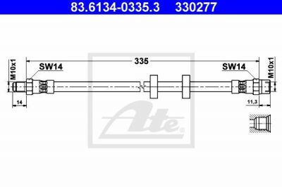 ATE 83.6134-0335.3 тормозной шланг на VOLVO V70 I (LV)