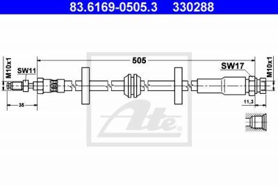 ATE 83.6169-0505.3 тормозной шланг на SAAB 9000