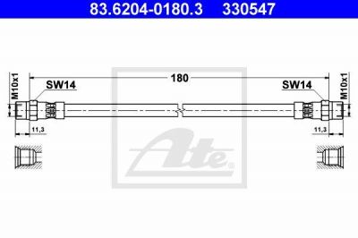 ATE 83.6204-0180.3 тормозной шланг на VOLVO V70 I (LV)