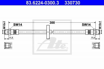 ATE 83.6224-0300.3 тормозной шланг на AUDI 100 (44, 44Q, C3)