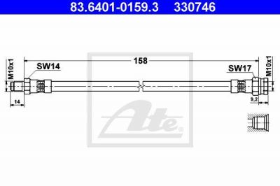 ATE 83.6401-0159.3 тормозной шланг на PEUGEOT BOXER автобус (230P)