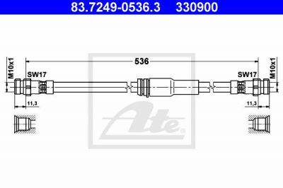 ATE 83.7249-0536.3 тормозной шланг на AUDI A3 (8P1)