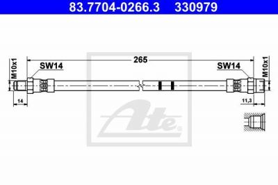 ATE 83.7704-0266.3 тормозной шланг на VOLVO XC90 I