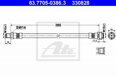 ATE 83.7705-0386.3 тормозной шланг на MERCEDES-BENZ C-CLASS купе (CL203)