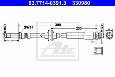 ATE 83.7714-0391.3 тормозной шланг на FORD FOCUS II седан (DA_)