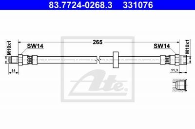 ATE 83.7724-0268.3 тормозной шланг на VOLVO V70 II (SW)