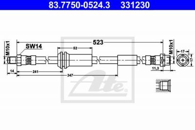 ATE 83.7750-0524.3 тормозной шланг на MINI MINI Roadster (R59)