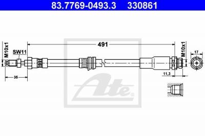 ATE 83776904933 Шланг топливный зад.