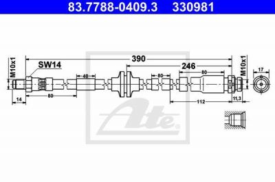 ATE 83.7788-0409.3 тормозной шланг на FORD FOCUS II седан (DA_)