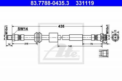 ATE 83.7788-0435.3 тормозной шланг на FORD KUGA I