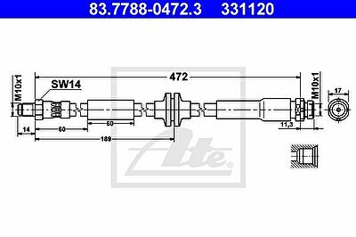 ATE 83.7788-0472.3 тормозной шланг на FORD KUGA I